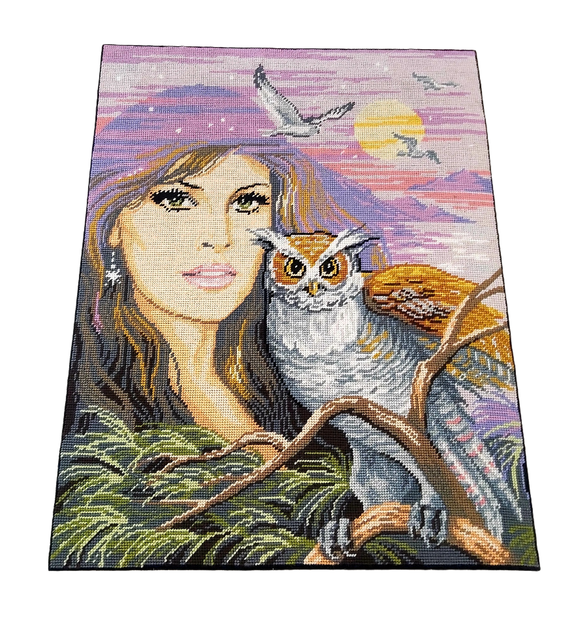 Tableau Canevas Royal Paris "Fascination" Femme Hibou 70s 80s