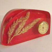 Ancien thermomètre Inclusion sous résine décor épis de blé